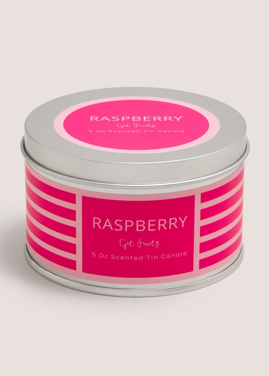 Raspberry Stripe Tin Candle