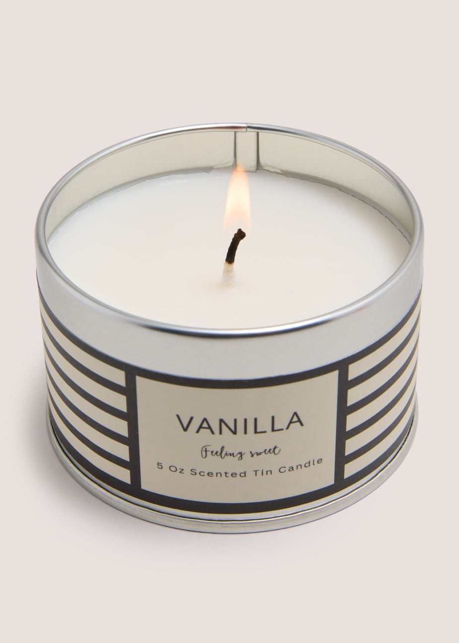 Vanilla Stripe Tin Candle
