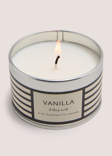 Vanilla Stripe Tin Candle