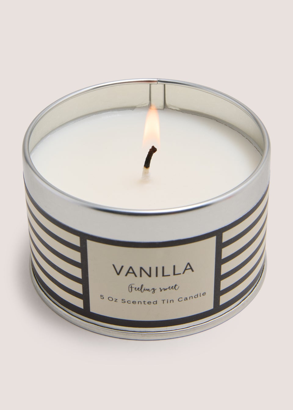 Vanilla Stripe Tin Candle