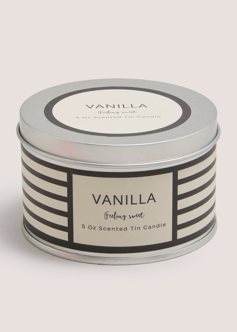 Vanilla Stripe Tin Candle