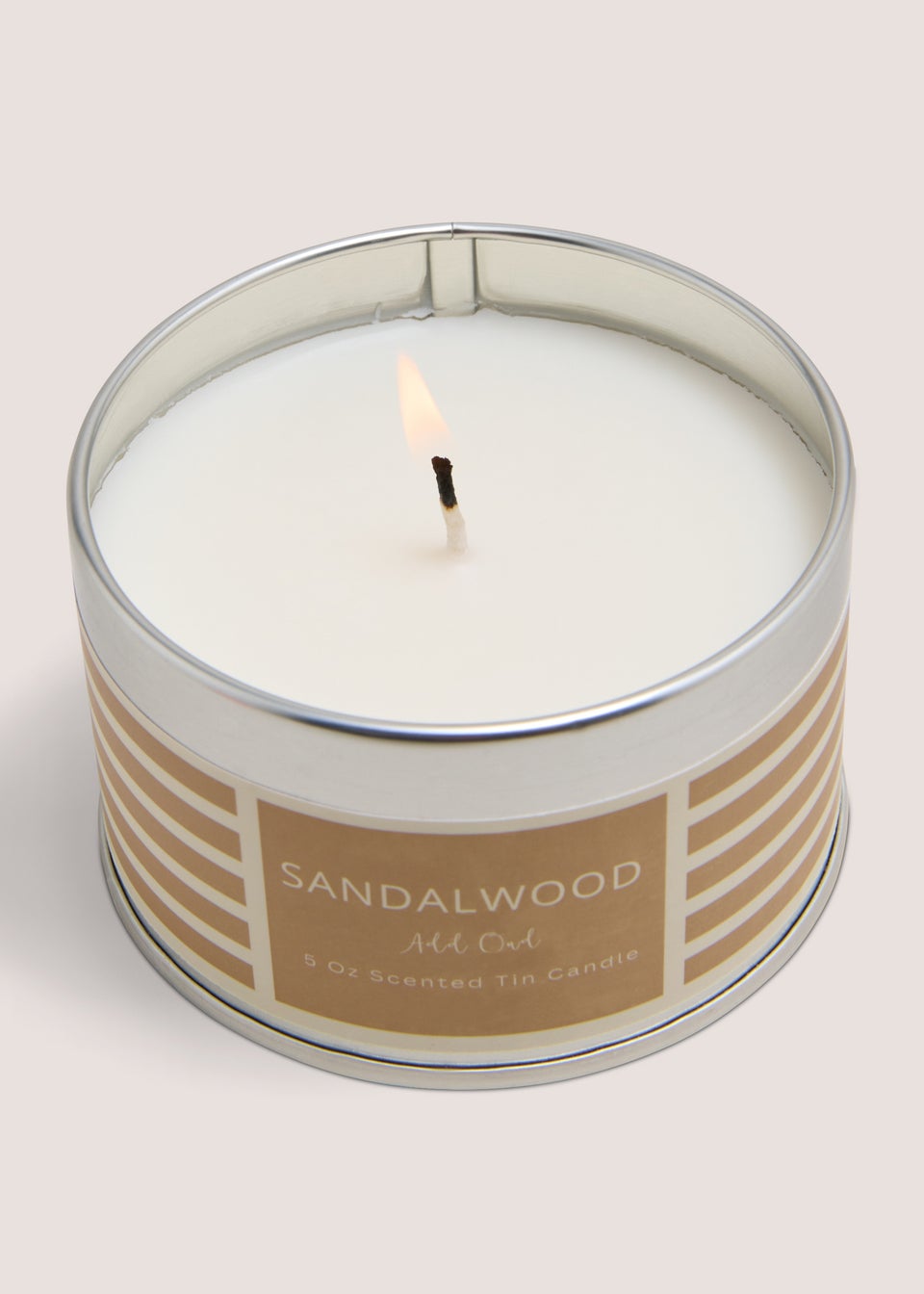 Sandalwood Stripe Tin Candle