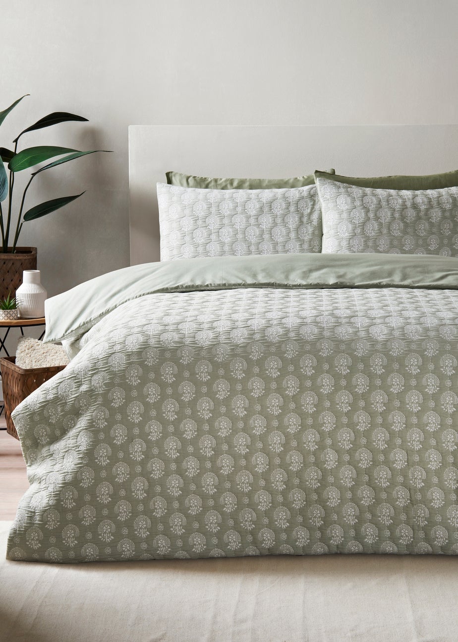 Green Stitch Jacquard Duvet Set