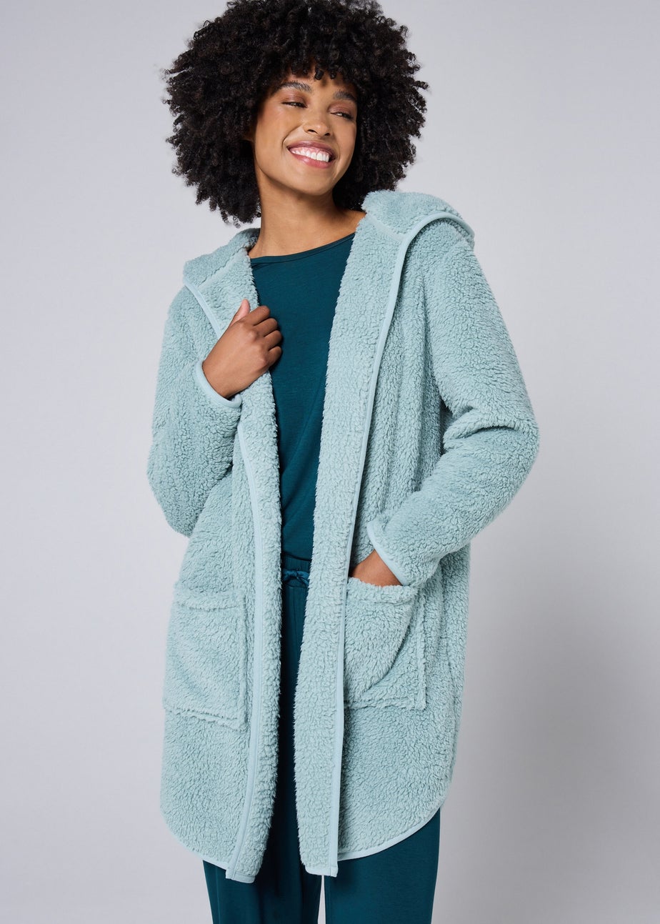 Green Fleece Lounge Cardigan