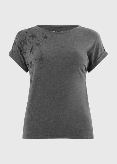Charcoal Star Embellished Top