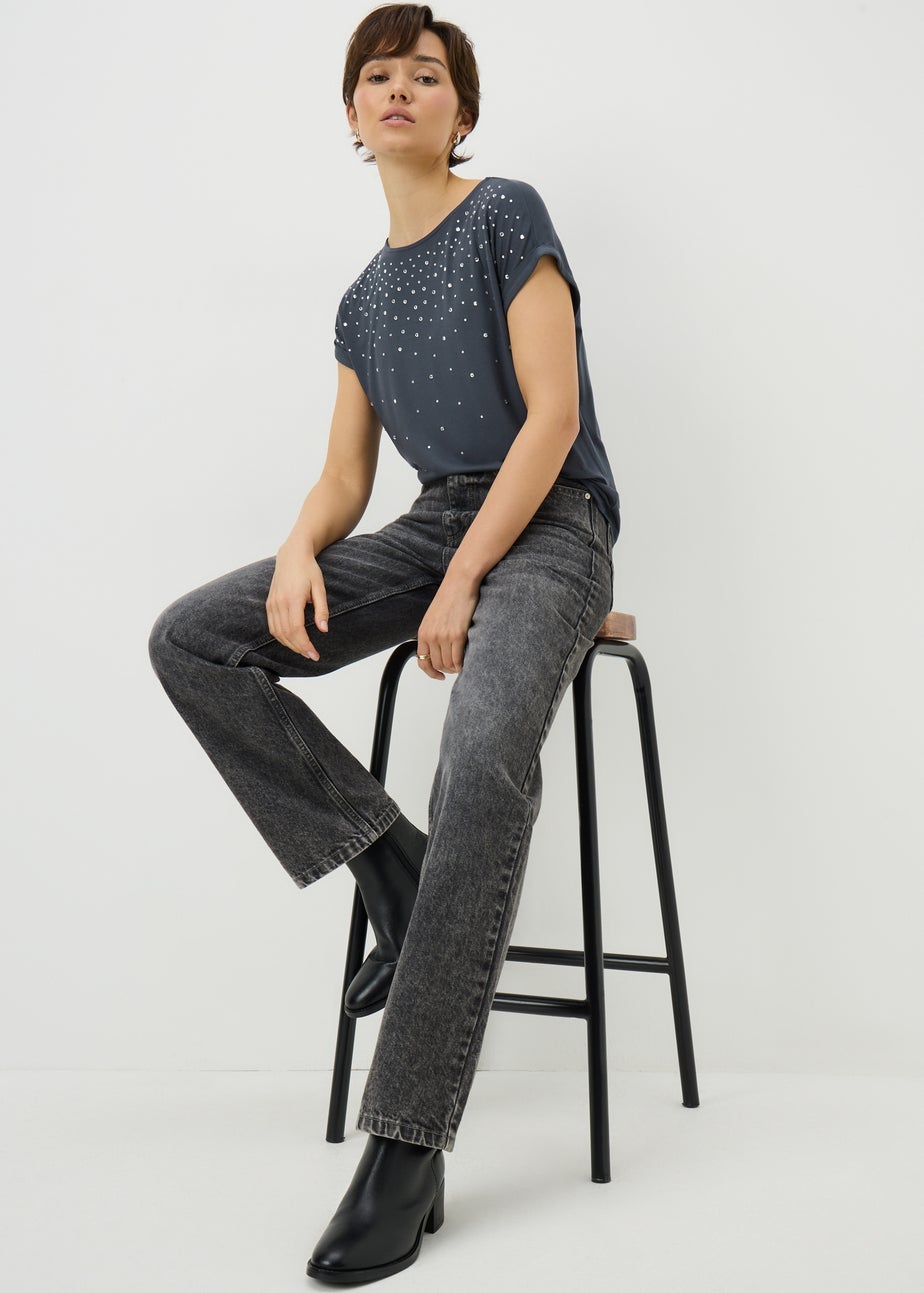 Charcoal Embellished Top