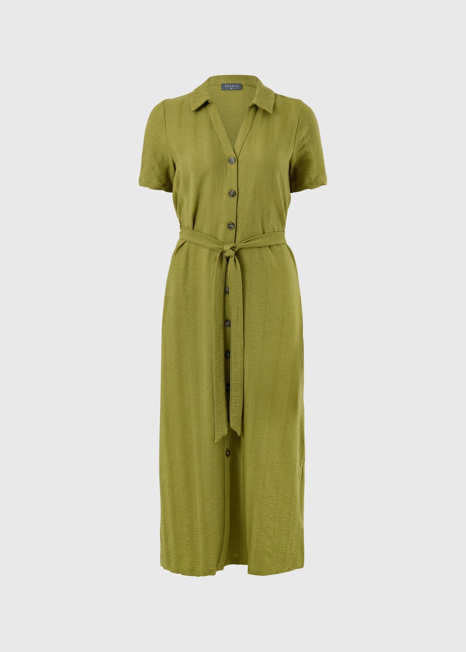 Green Textured Shirt Midi Dress