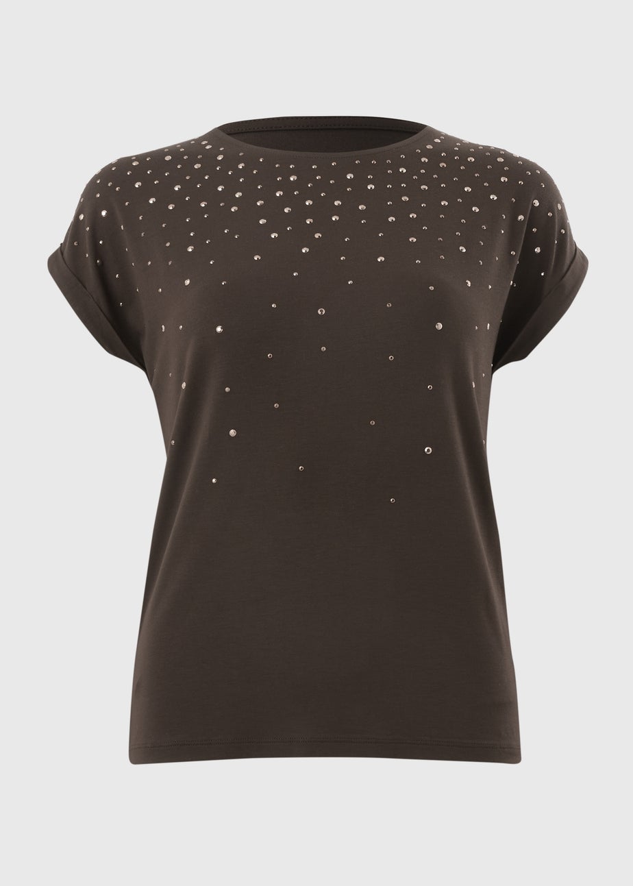 Brown Scatter Stud T-Shirt