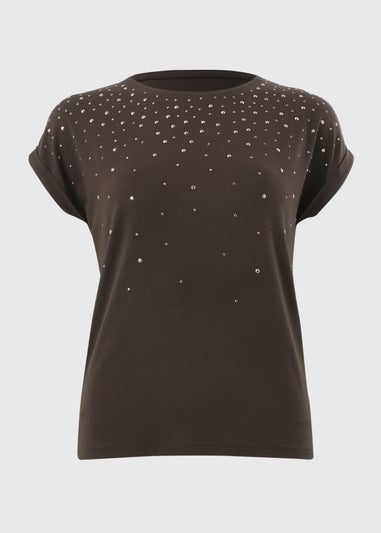 Brown Scatter Stud T-Shirt
