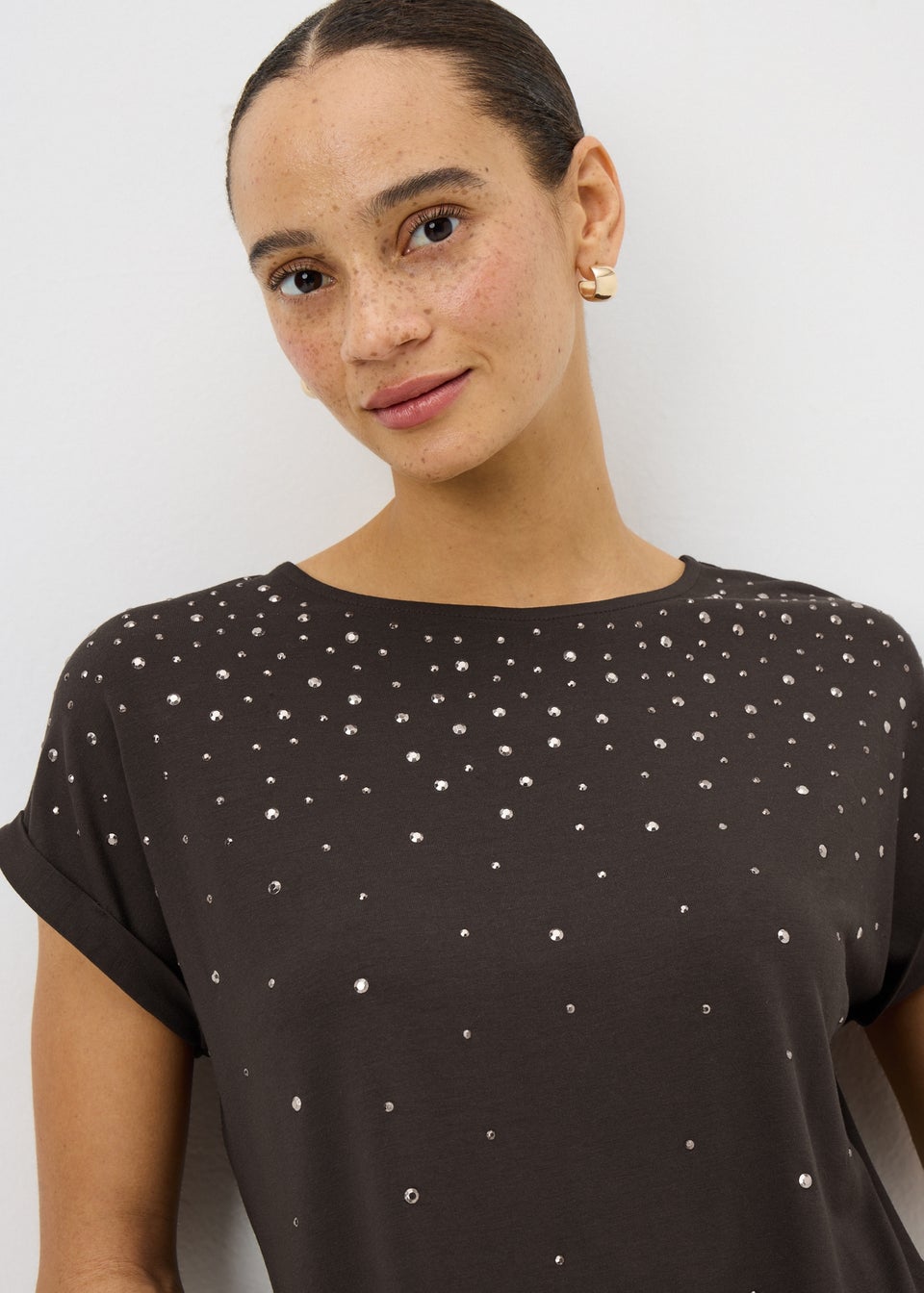 Brown Scatter Stud T-Shirt