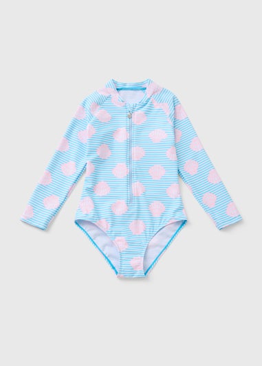 Girls Blue Shell Swimming Costume (8-15yrs)