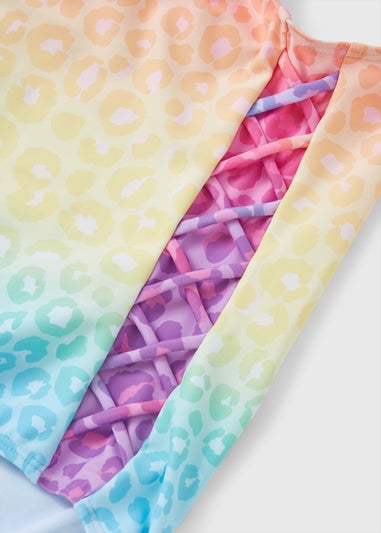 Girls Multicolour Ombre Animal Cut Out Swimsuit (6-15yrs)