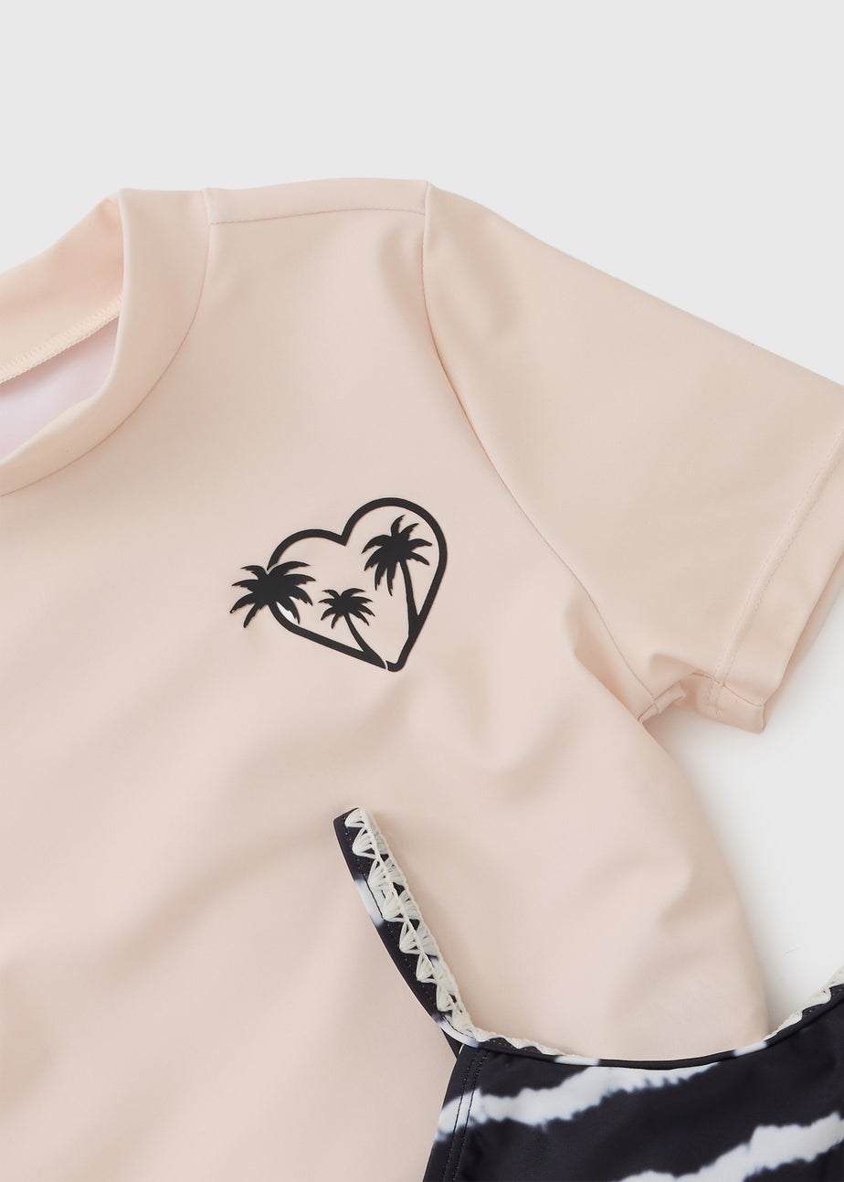 3 Piece Girls Black Bikini & T-Shirt Set (8-15yrs)