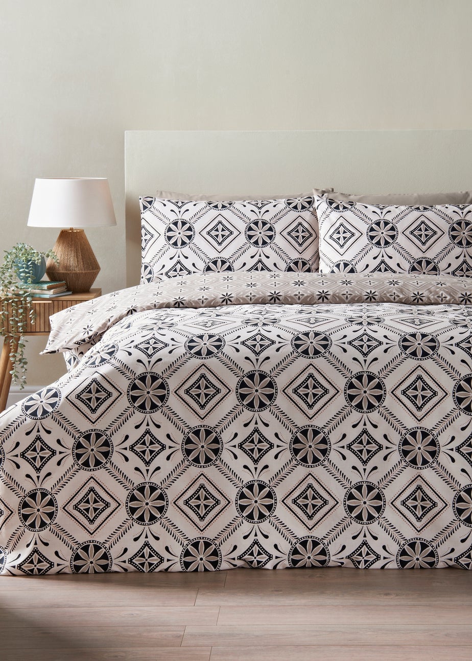 Grey Mono Global Tile Duvet Set