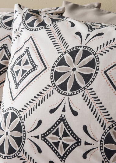 Grey Mono Global Tile Duvet Set