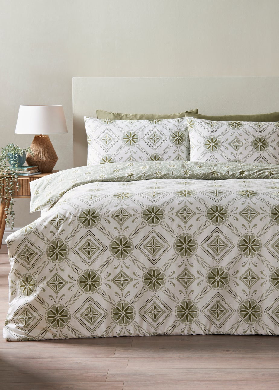 Green Global Tile Duvet Set