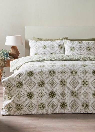 Green Global Tile Duvet Set