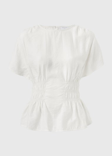 Cream Cinched Waist Blouse