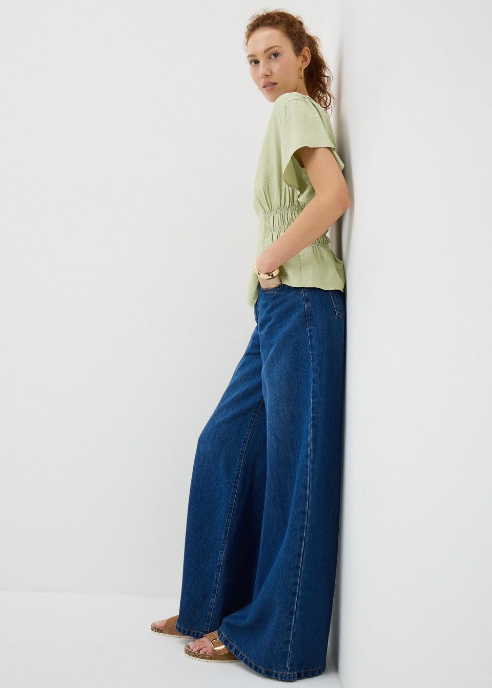 Green Cinched Waist Blouse