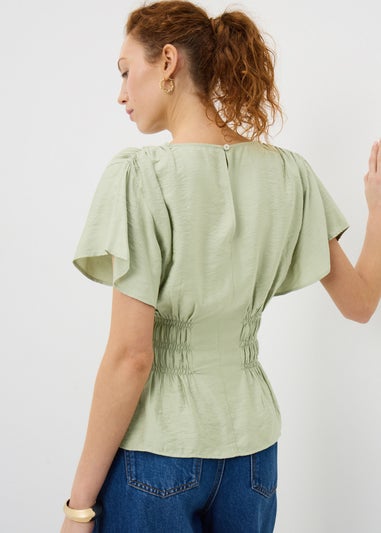 Green Cinched Waist Blouse