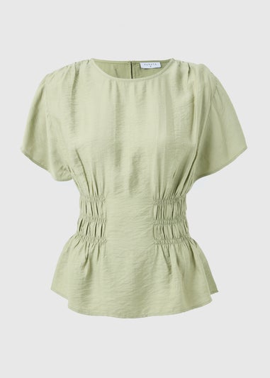 Green Cinched Waist Blouse
