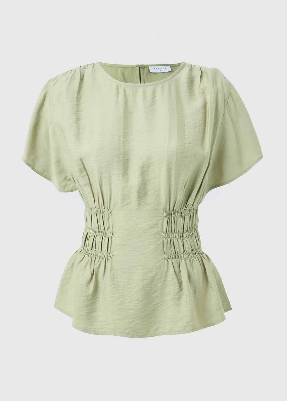 Green Cinched Waist Blouse