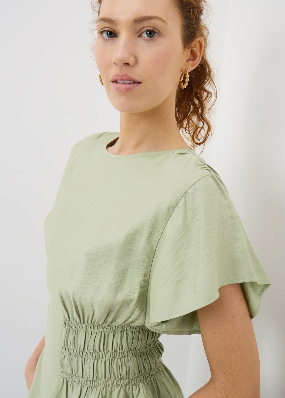 Green Cinched Waist Blouse