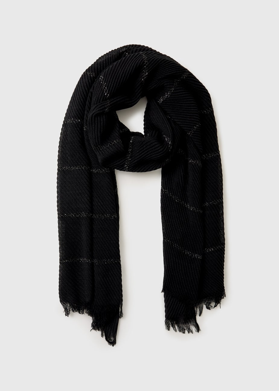 Black Crinkle Detail Scarf
