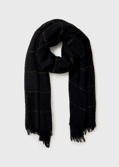 Black Crinkle Detail Scarf