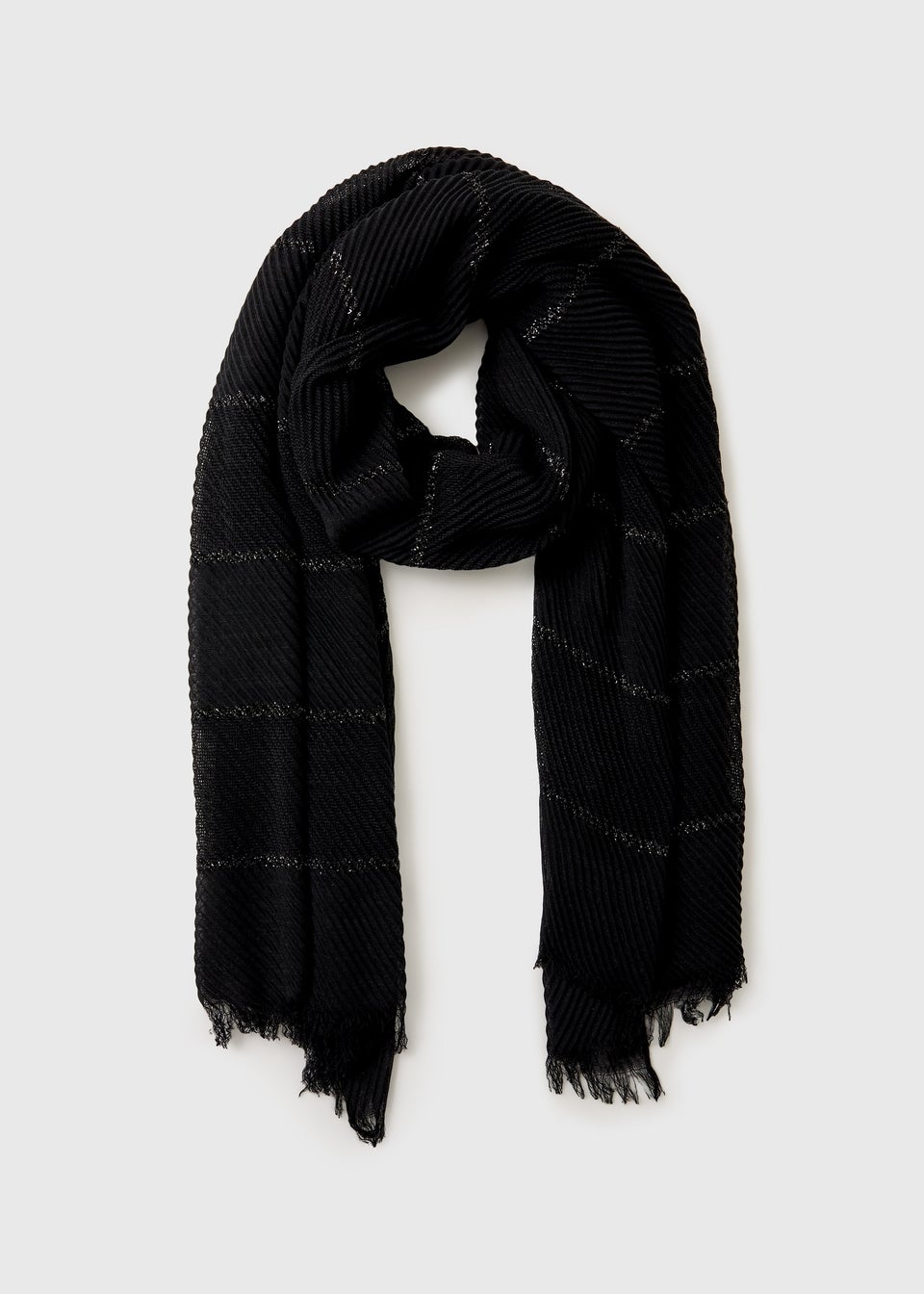 Black Crinkle Detail Scarf