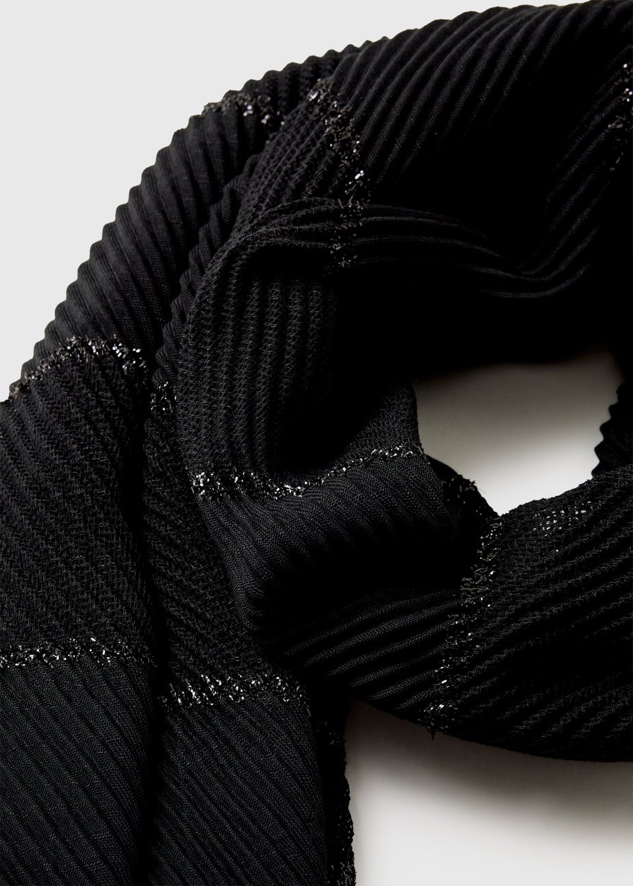 Black Crinkle Detail Scarf