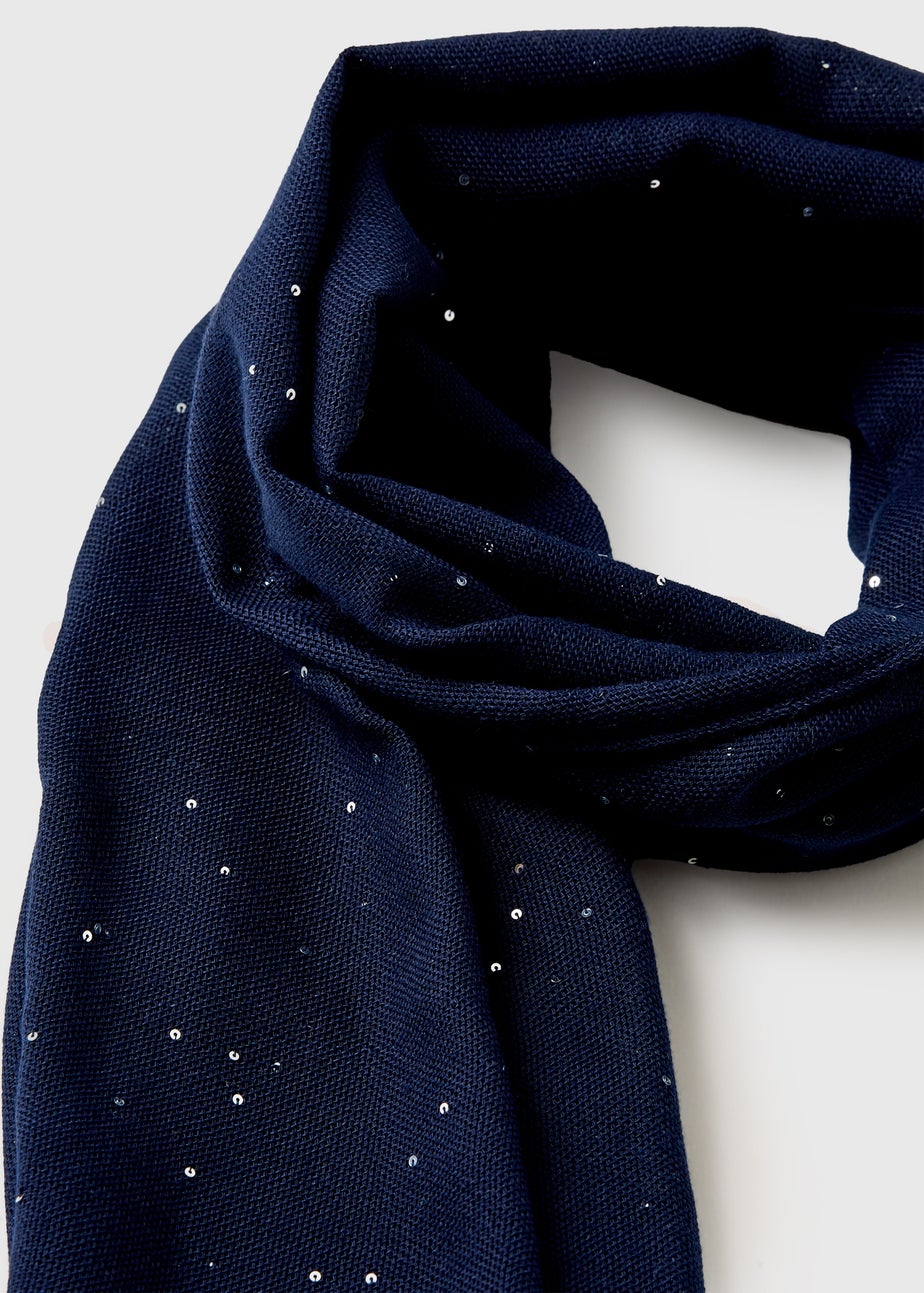 Navy Spot Scarf
