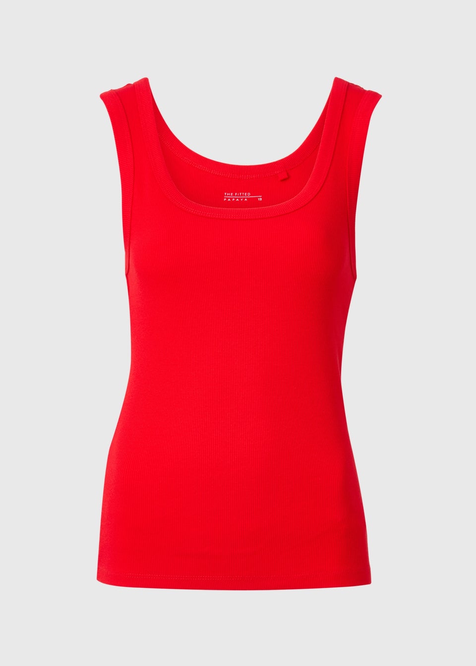 Red Ribbed Scoop Vest Top