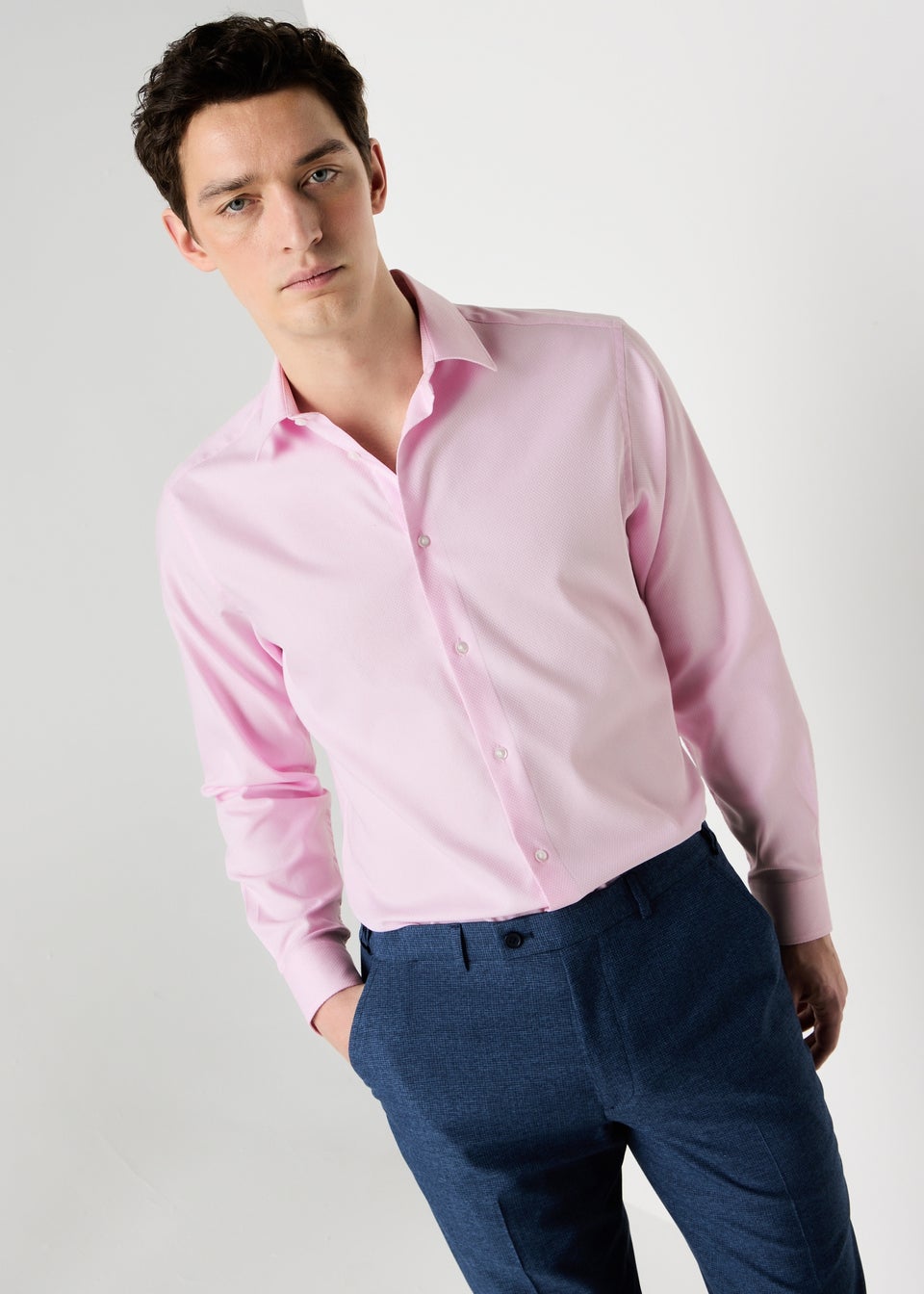 Taylor & Wright Pink Textured Regular Fit Shirt