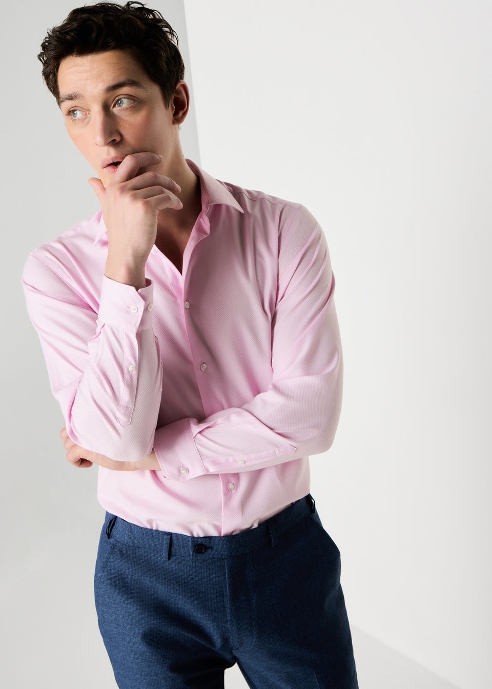 Taylor & Wright Pink Textured Regular Fit Shirt