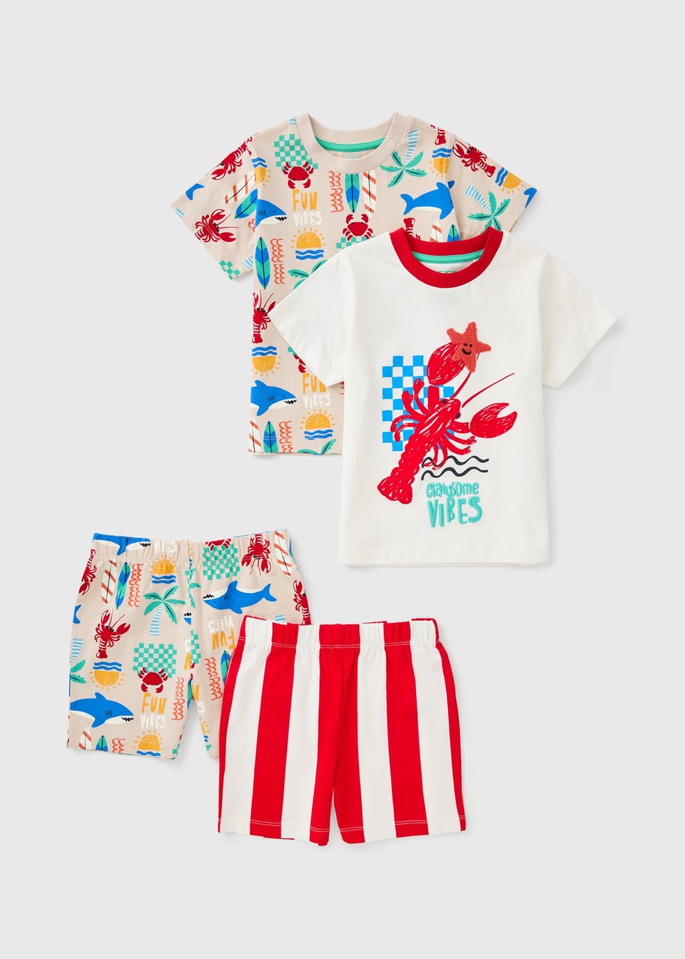 2 Pack Kids Lobster Short Pyjama Set (1-7yrs)