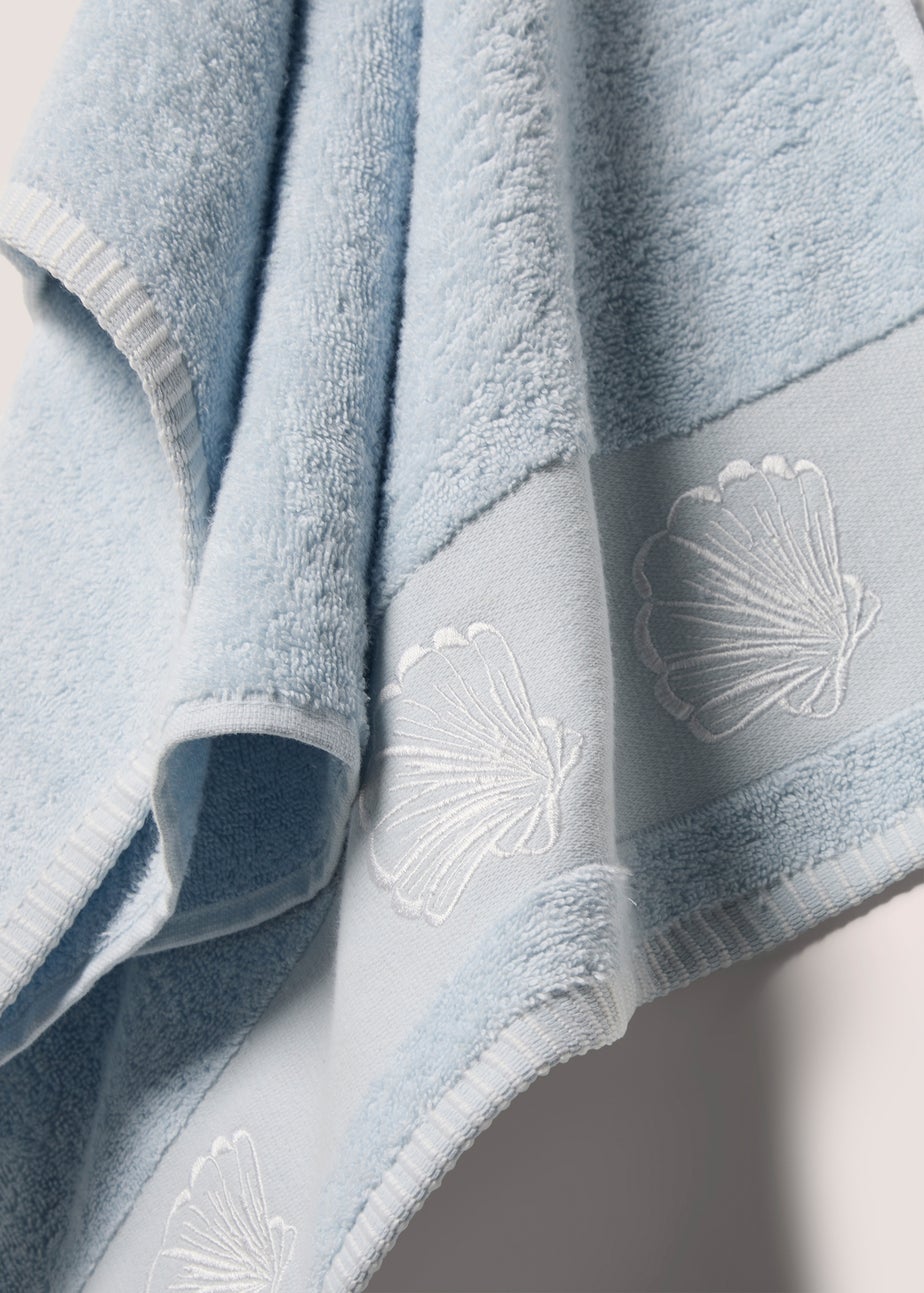 Blue Shell Embroidered Hand Towel