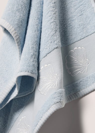 Blue Shell Embroidered Hand Towel