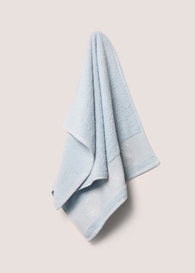 Blue Shell Embroidered Hand Towel