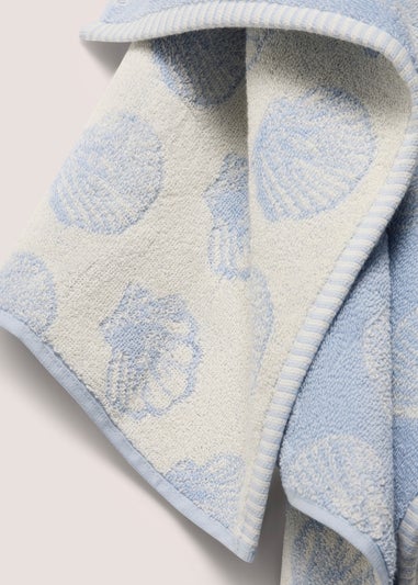 Blue Shell Jacquard Hand Towel