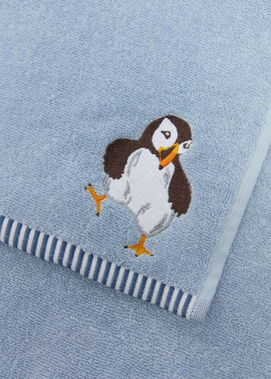 Blue Puffin Hand Towel
