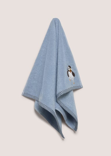 Blue Puffin Hand Towel
