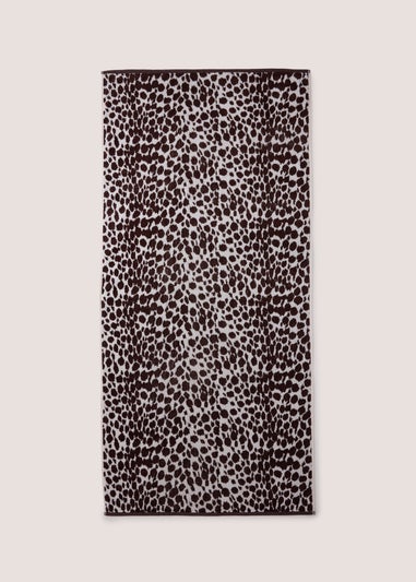 Brown Leopard Jacquard Beach Towel