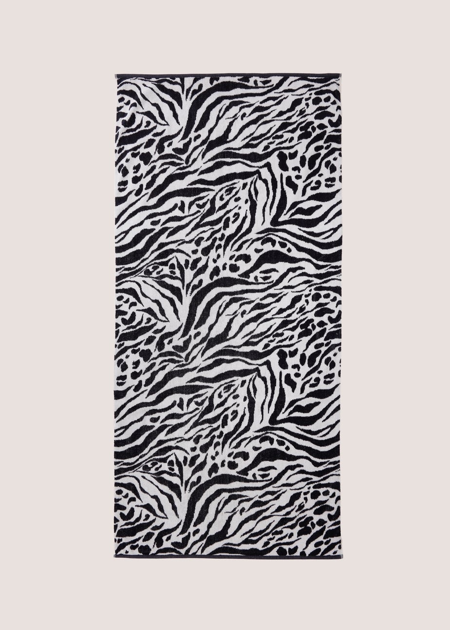 Black Zebra Jacquard Beach Towel