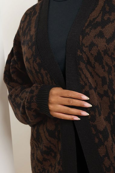 Yours Curve Brown Leopard Print Midi Cardigan