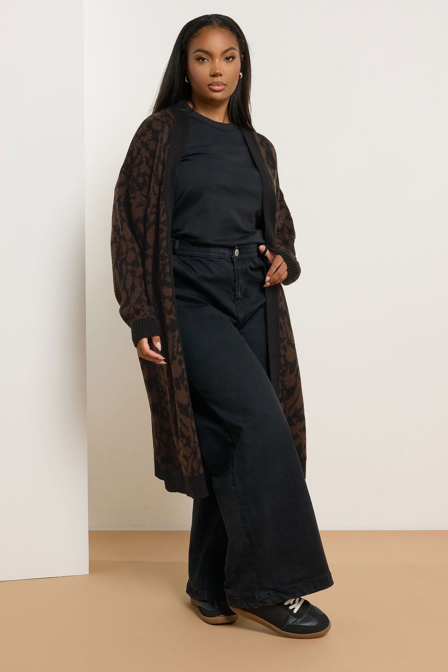 Yours Curve Brown Leopard Print Midi Cardigan