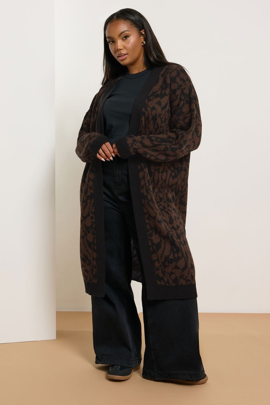 Yours Curve Brown Leopard Print Midi Cardigan