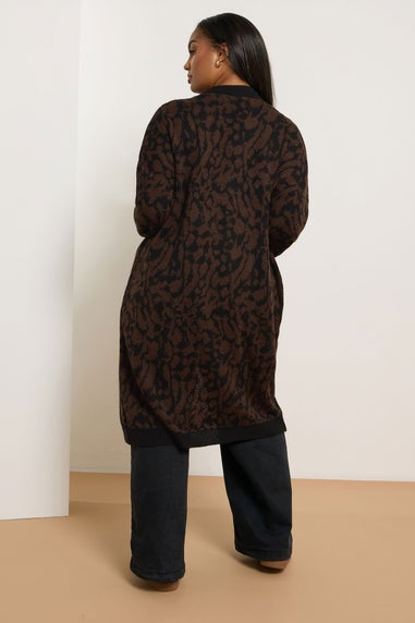 Yours Curve Brown Leopard Print Midi Cardigan