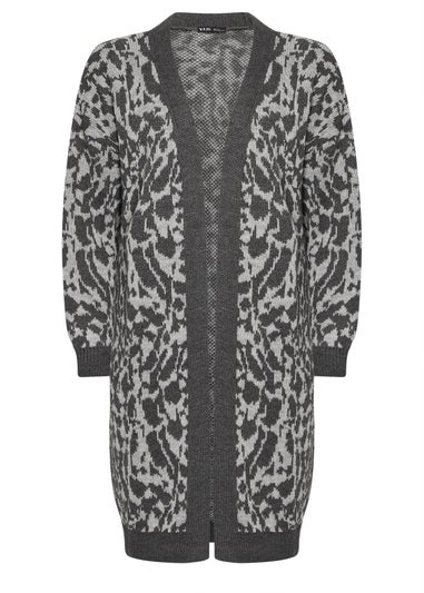 Yours Curve Grey Leopard Print Midi Cardigan