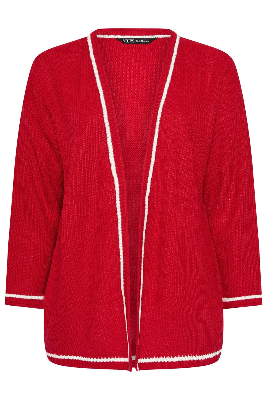 Yours Curve Red Contrast Tipping Knitted Cardigan